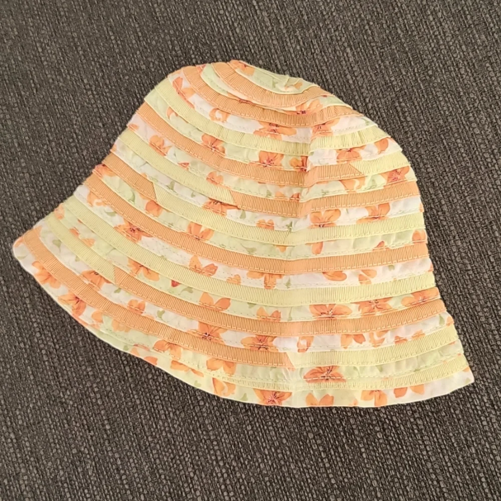GYMBOREE VINTAGE Grosgrain Ribbon Bucket Hat Sun Beach Baby Girls 6-18 Months